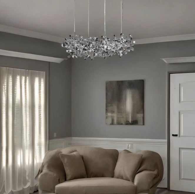 MIRODEMIÂ® Villeneuve-d'Entraunes | Nordic Chandelier in a Modern Style, Chrome, 2 Heads, Cool Light