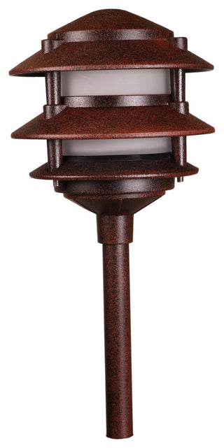 LED Low Voltage 3 Tier Pagoda Landscape Lights- Set of 4 Rust, Rust