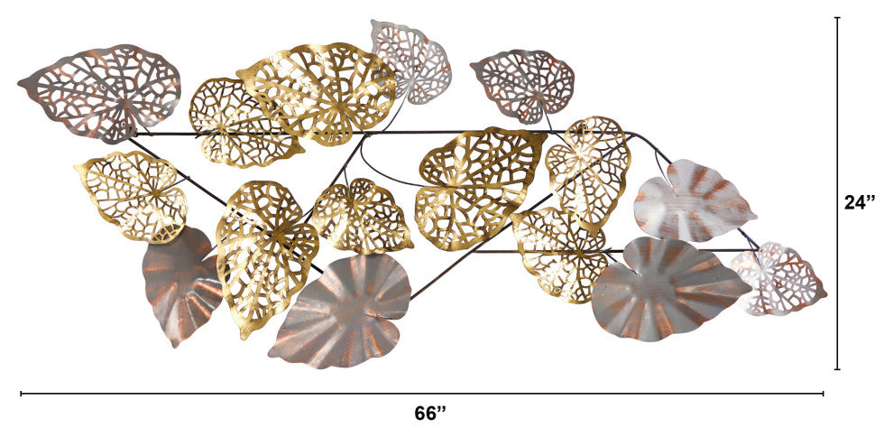Nearly Natural 7071 5.5x2 Scattered Metal Leaves Wall Art Decor
