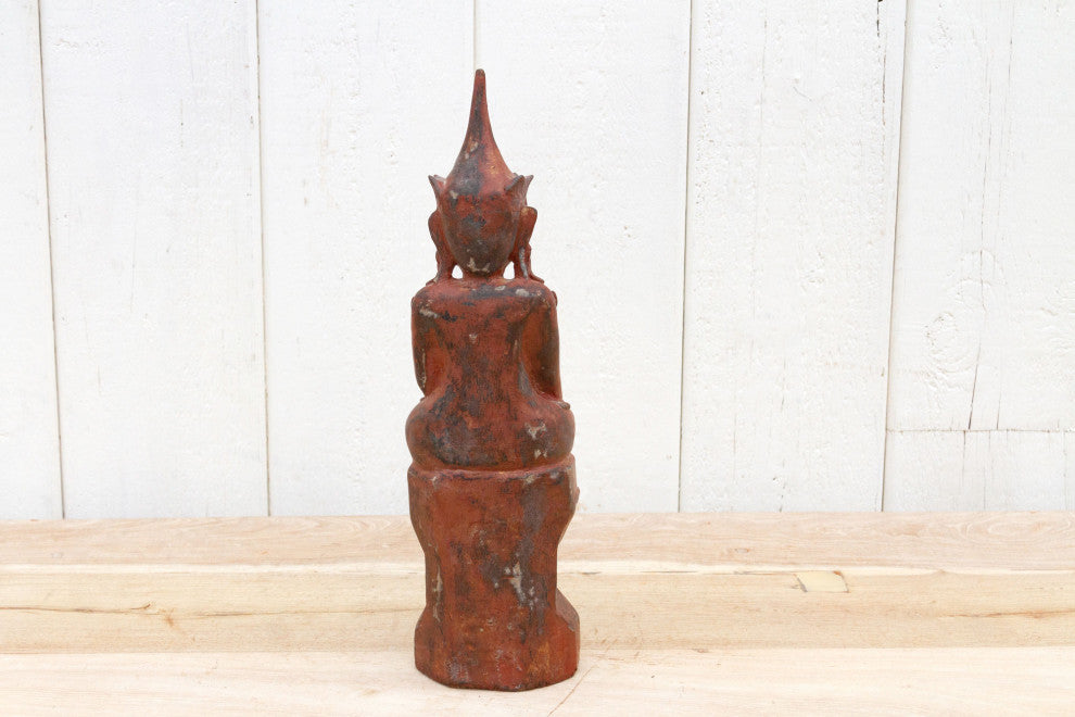 Carved & Painted Praying Buddha