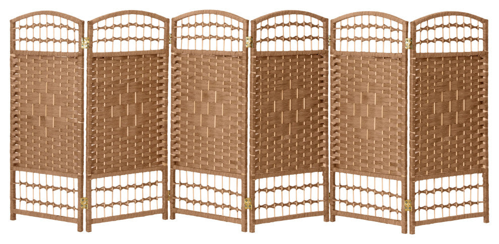 3 ft. Short Fiber Weave Room Divider Natural 6 Panels