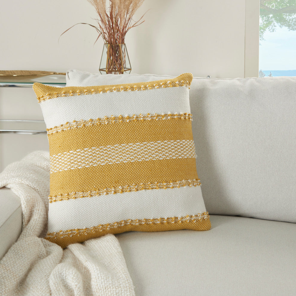 Mina Victory VJ088 Throw Pillow, Yellow, 18" x 18"