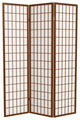 6' Tall Window Pane Shoji Screen, Walnut, 3 Panels