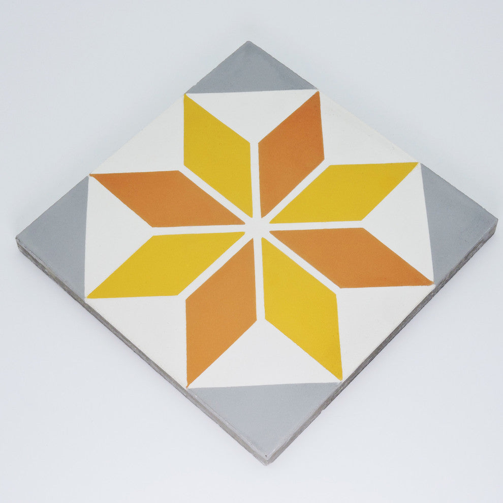 8"x8" Assila Handmade Cement Tile, Multicolor, Set of 12