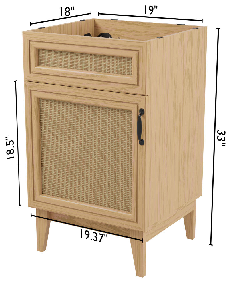 20" Modern Farmhouse 2-Shelf Bath Vanity Cabinet Only (Sink Basin not Included)