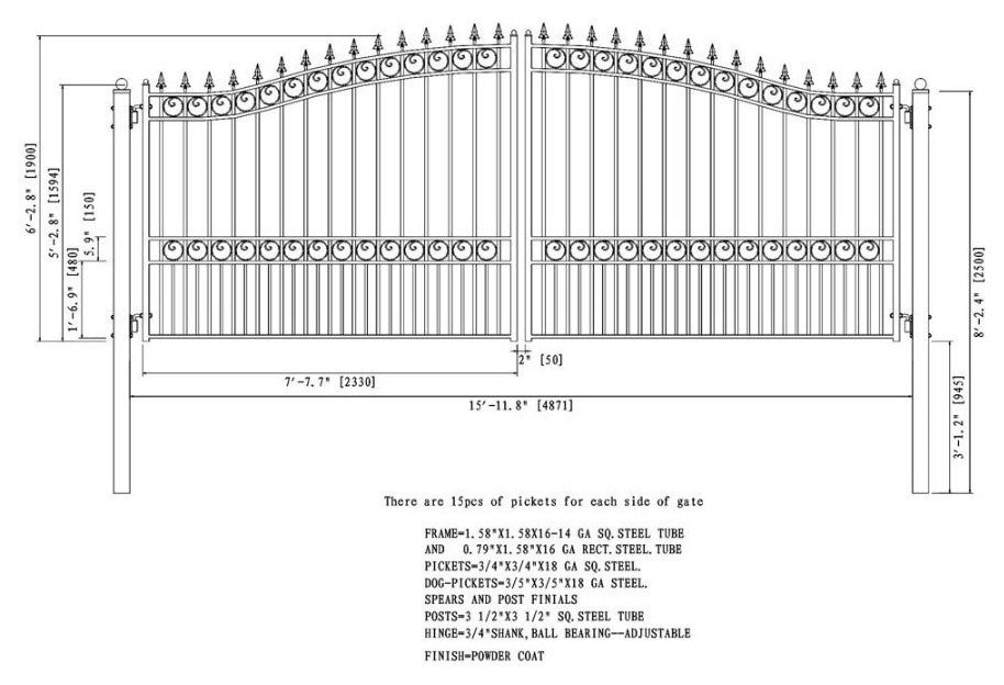 Aleko Dual Driveway Gates Iron Gates Steel Gate London Style 16'