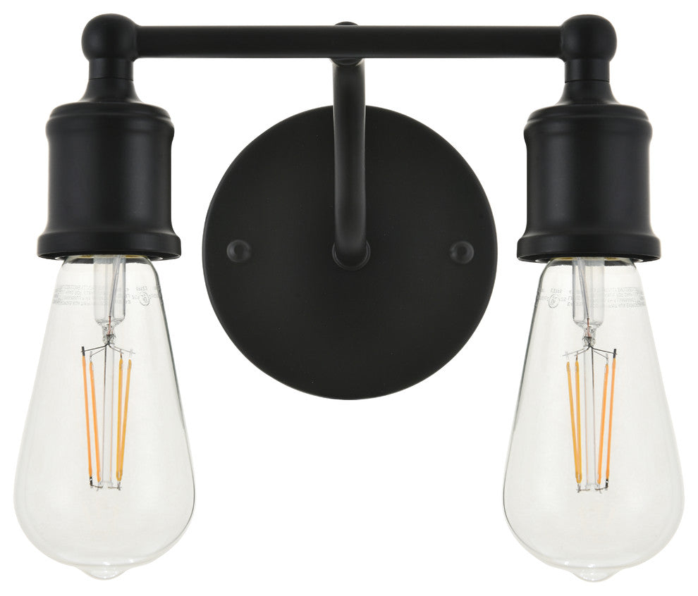 Black Finish 2-Light Wall Sconce