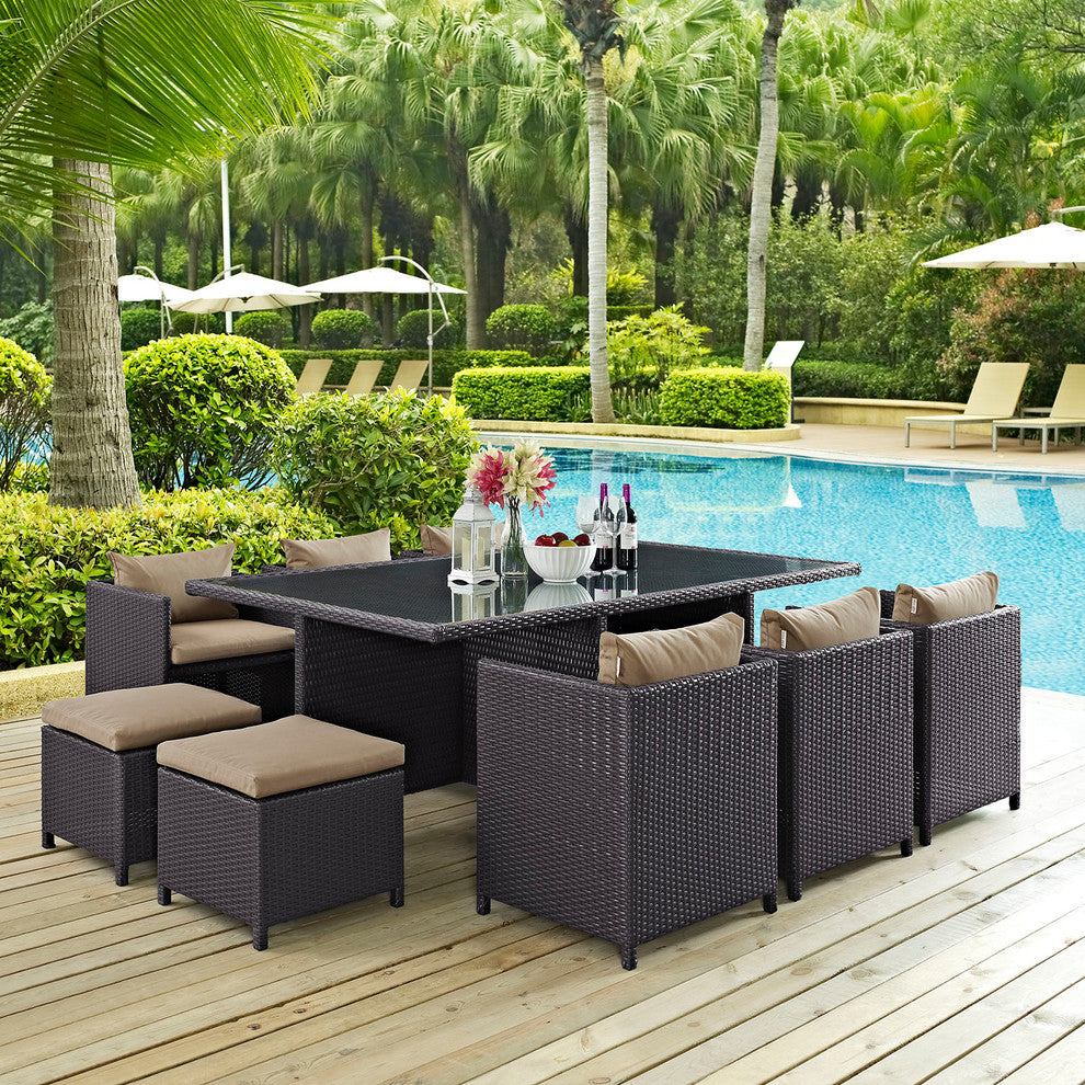 Espresso Mocha Reversal 11-Piece Outdoor Patio Dining Set