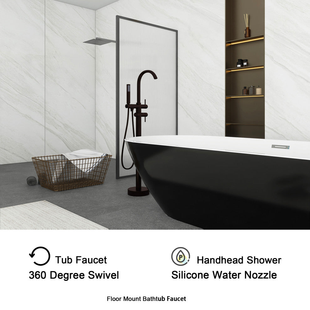 Freestanding Double Handle Clawfoot Tub Faucet, Brown