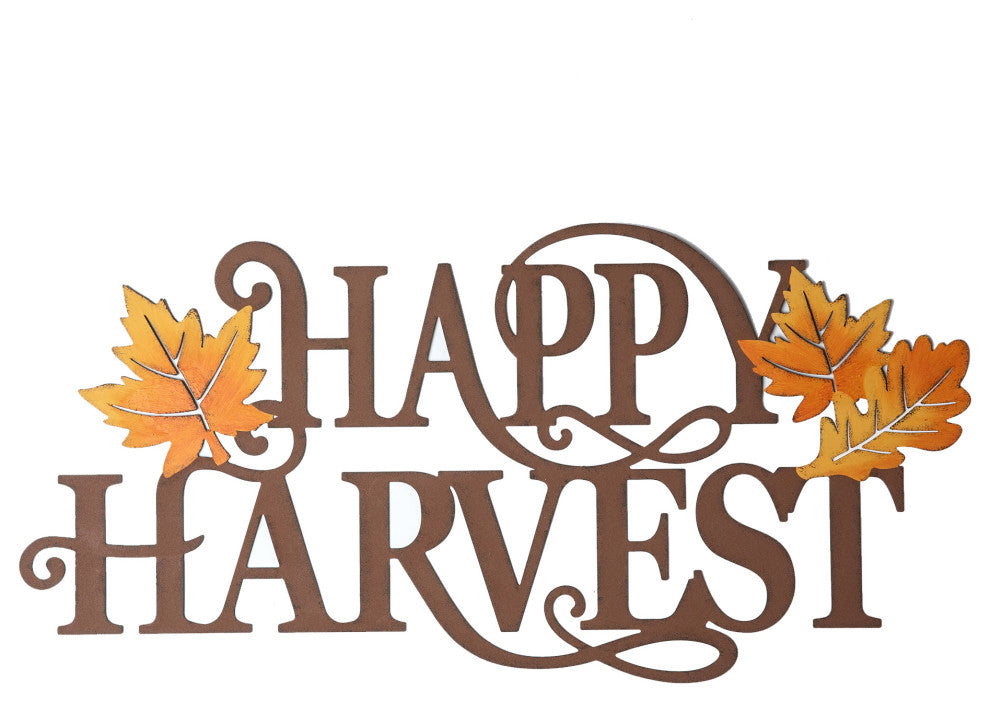 23.75"L Metal "HAPPY HARVEST" Wall Decor