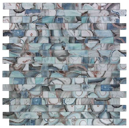 Mosaic Linear Glass Tiles, Shell Green