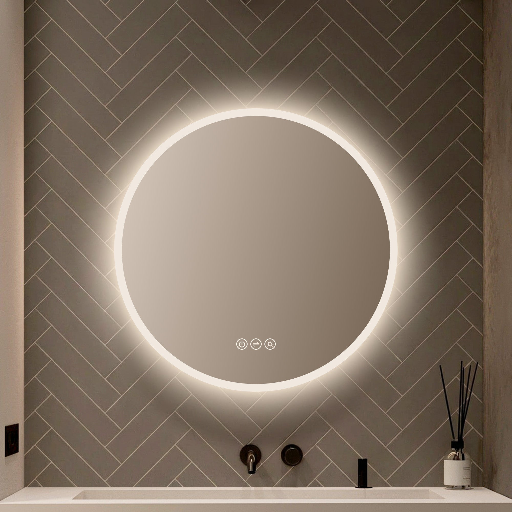 Fogless, Color Temperature Adjustable LED Mirror, 24" Round