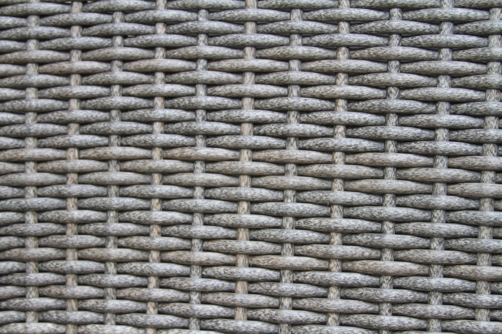 7-Piece Eucalyptus Round Lazy Susan Dining set With 6 Stacking Wicker Armchairs