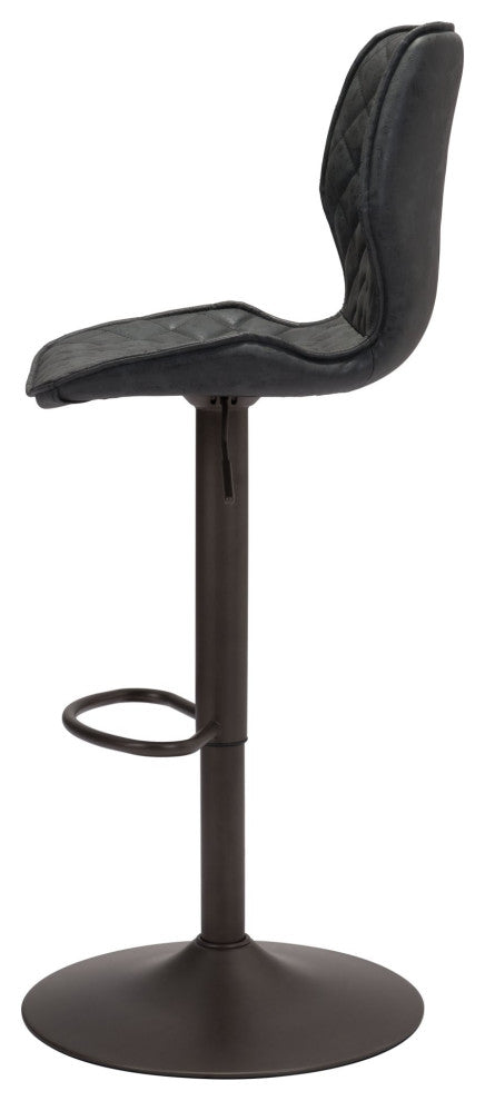 Bar Stool Chair Barstool, Faux Vinyl Leather, Steel, Vintage Black, Bronze