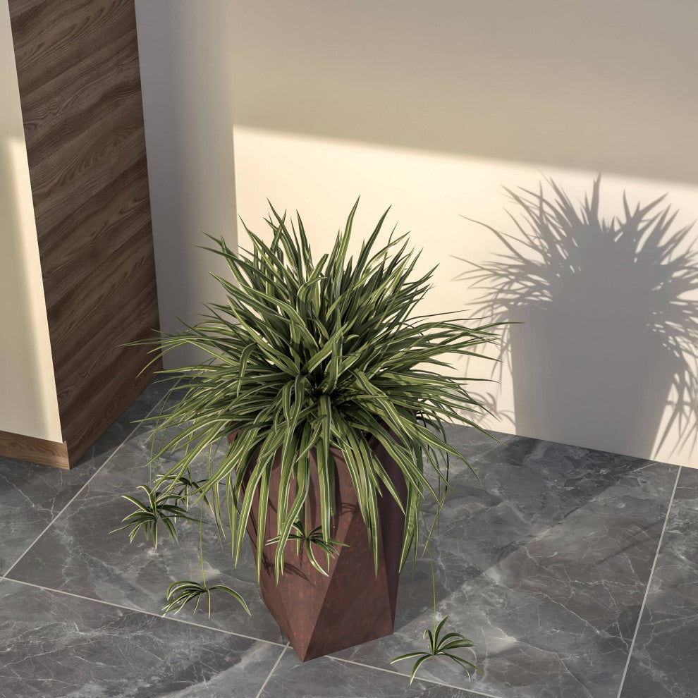 Aloe Tapered Square Planter, Fiberstone and MgO Clay, Brown, 24 Inch