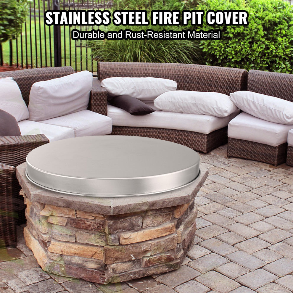 VEVOR 27" Heavy Duty Round Fire Ring Cover Lid Spark Screen Outdoor Wood Burning