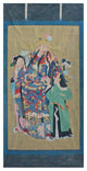 Chinese Large Vintage Canvas Color Ink God Of Fortune Painting Art cs4309