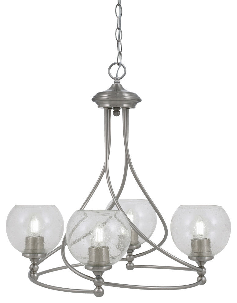 Capri 4-Light Chandelier, Brushed Nickel/Clear Bubble