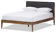 Bowery Hill Mid Century Fabric King Platform Bed in Gray/Walnut Brown
