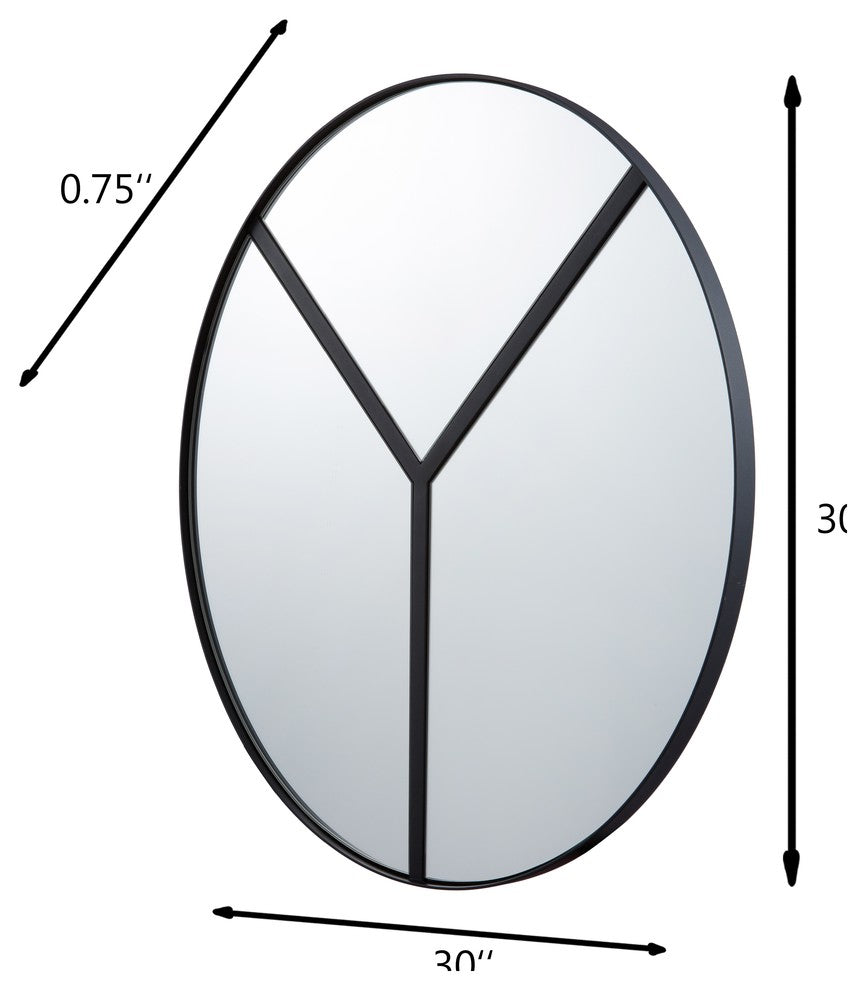 .-    Lyra 30-in Round Accent Mirror - Black