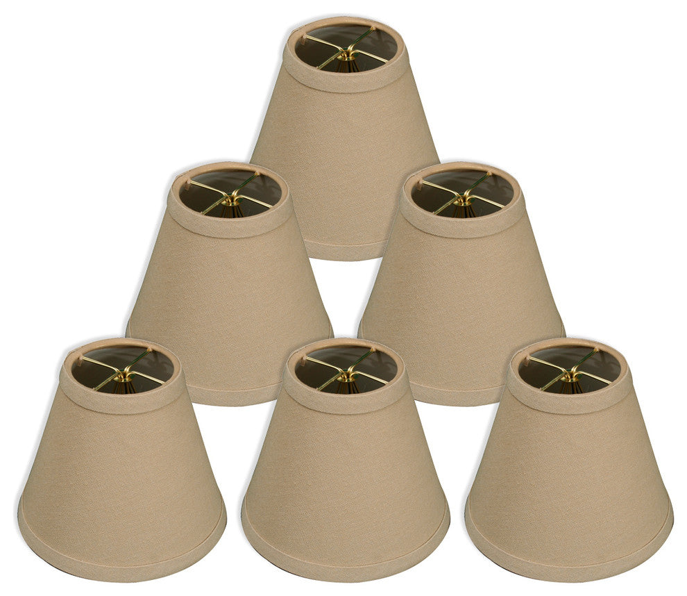 6" Linen Beige Hardback Empire Chandelier Shade, 3"x6"x4.5", Set of 6