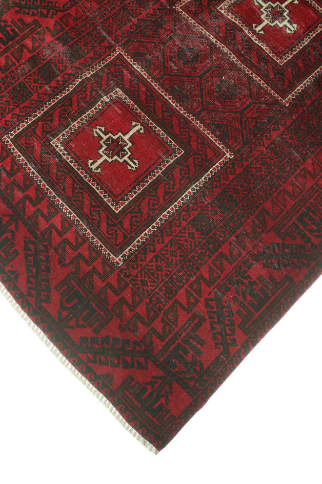 Fine Vintage Distressed Bebegula Red/Charcoal Rug, 3'10x7'0