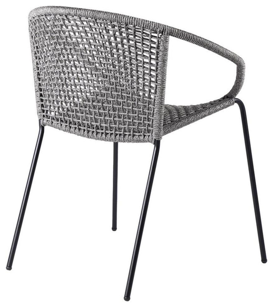 Armen Living Snack 18" Fabric Indoor Outdoor Dining Chair in Gray (Set of 2)