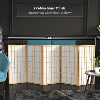 3' Tall Window Pane Shoji Screen, Natural, 5 Panels
