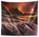 3D Rendered Alien Planet Landscape Wall Tapestry, 80"x68"