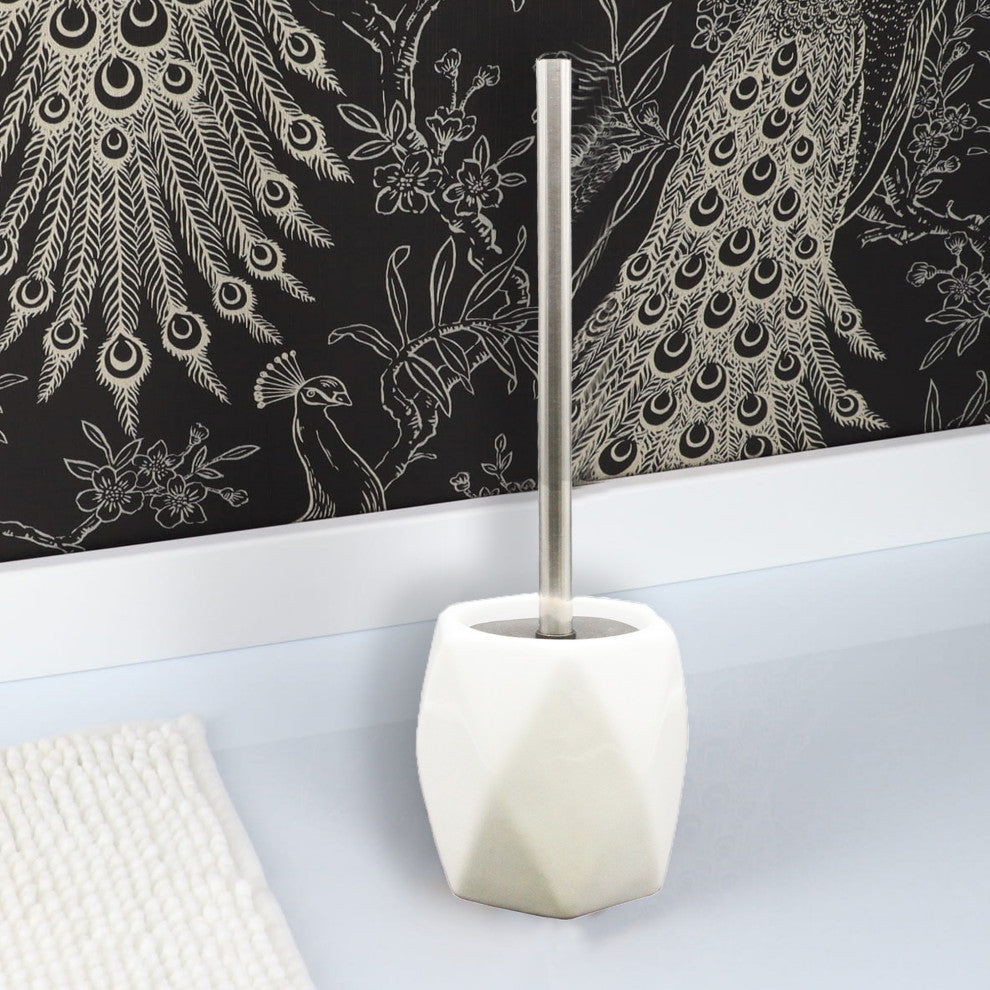 Diamond Bathroom Accessory Set 4-Pieces White