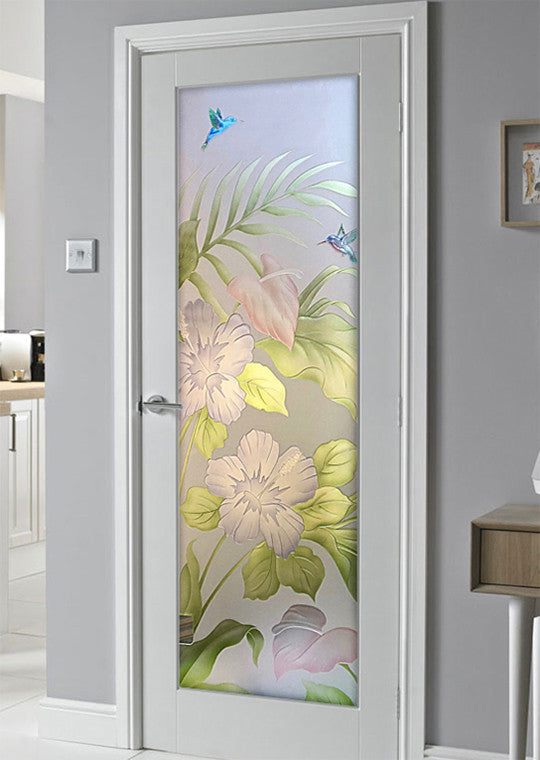 Interior Prehung Door or Interior Slab Door - Hibiscus Anthurium - Primed -...