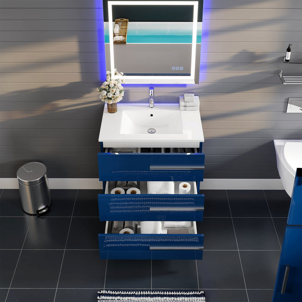Eviva Olivia 24" Marino Blue Free Standing Bathroom Vanity