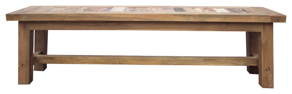 Recycled Teak Wood Backless Bench, 63 Inch