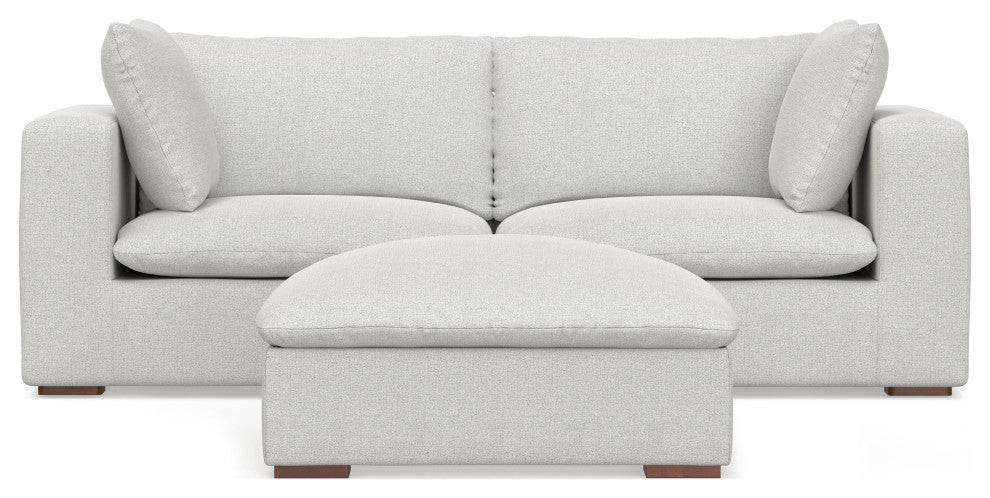 Jasmine 2-Seater Modular Sofa and Ottoman Set in Performance Fabric, Cloud Gray
