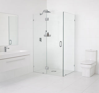 78"x46"x46" Frameless 90 Degree Shower Enclosure Glass Hinge, Brushed Nickel