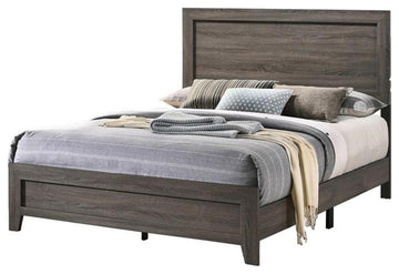 Rustic Wood Gray 4pc Bedroom Set in Queen with Dresser Mirror and Nightstand