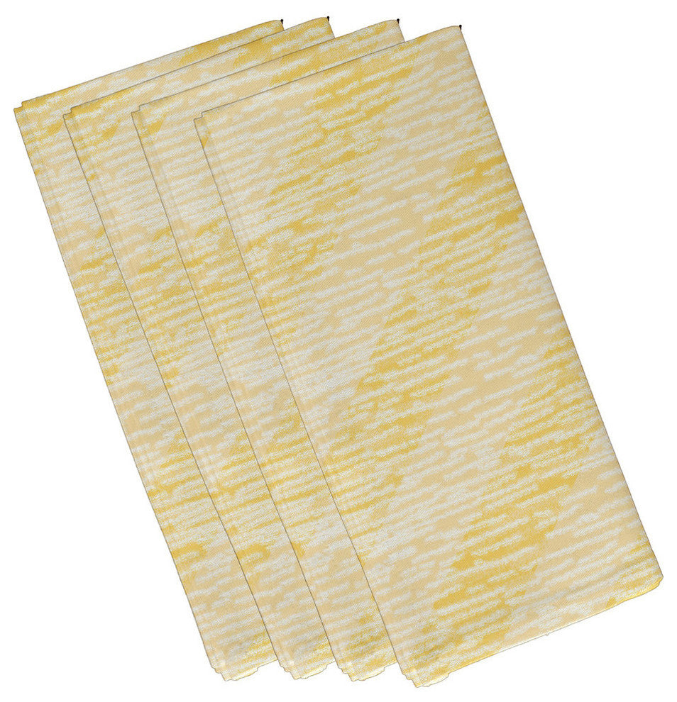 Marled Knit Stripe, Geometric Print Napkin, Yellow, Set of 4