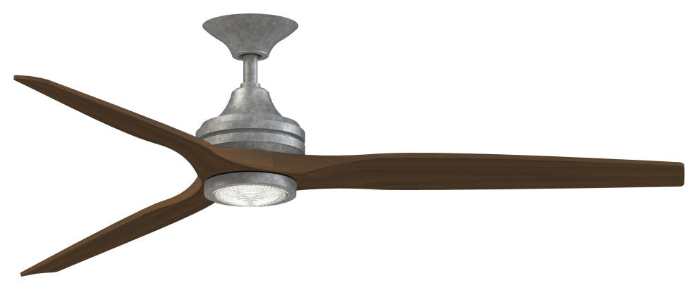 Fanimation Spitfire 64" Fan/LED Light, Galvanized, Whiskey Wood