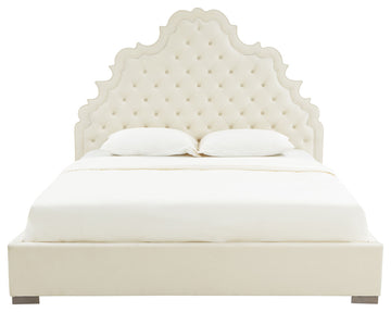 Carolina Cream Velvet Bed in King - Cream