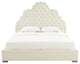 Carolina Cream Velvet Bed in King - Cream