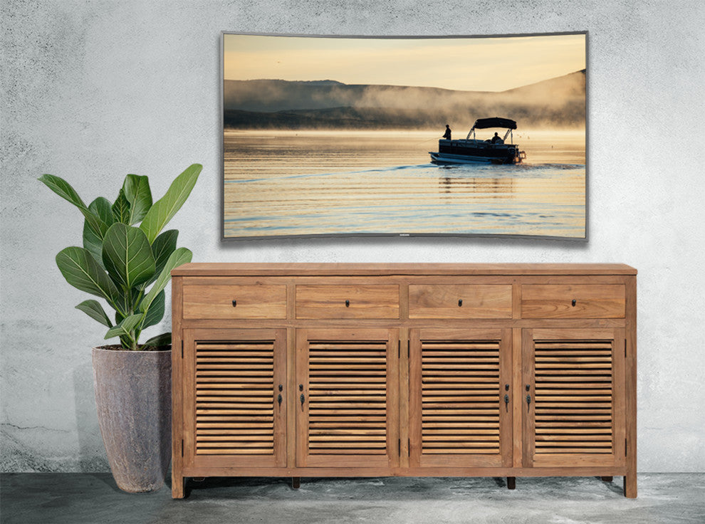 Recycled Teak Wood Louvre Cabinet with 4 Doors 4 Drawers