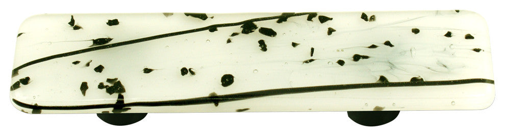 Art Glass Mardi Gras Pull, Alum Post, Black Mg White