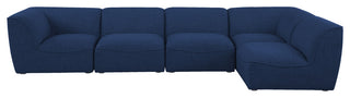 Miramar Linen Textured Fabric  5-Piece Modular L-Shaped Sectional, Navy