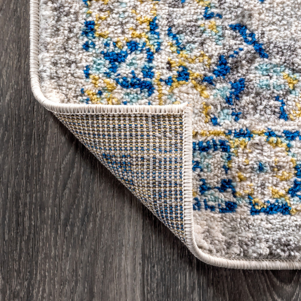 Modern Persian Boho Vintage Trellis Blue/Multi 2' x 8' Runner Rug