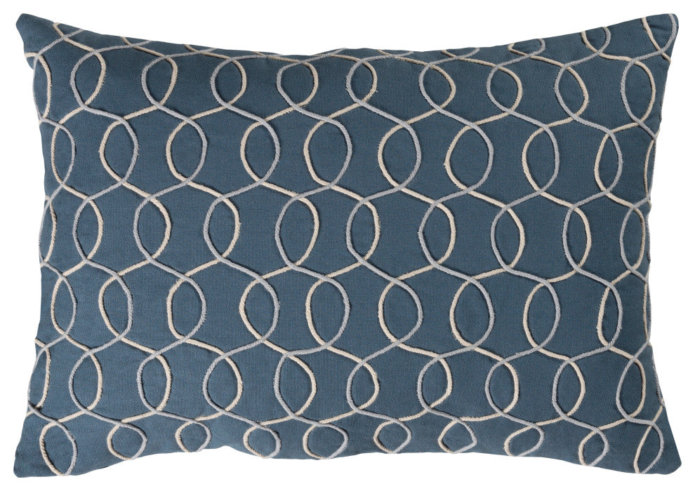 Surya Solid Bold II SDB-004 22"x22" Pillow Kit, Dark Blue/Cream