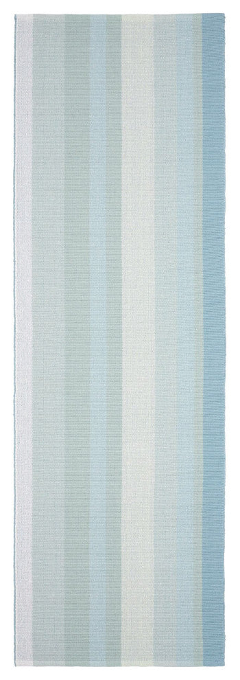 Dash & Albert Shore Stripe Handwoven Cotton Rug, Blue, Runner-2'6" x 12'