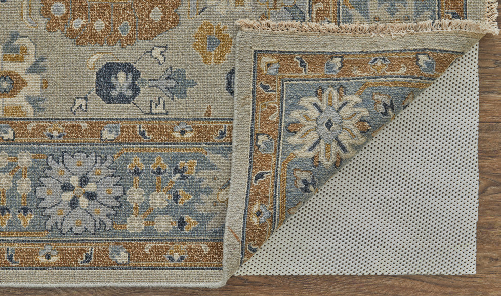 Aleska Traditional Oriental, Blue/Brown/Gray, 2'6"x10' Runner
