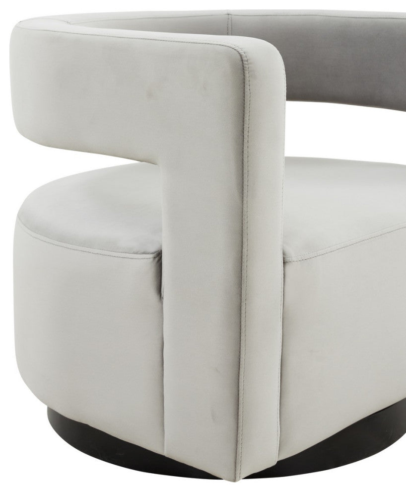 Safavieh Couture Edgar Velvet Swivel Chair, Light Grey