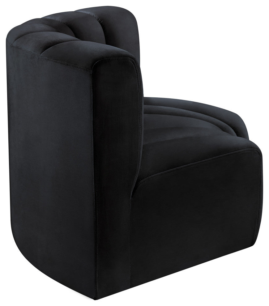 Arc Velvet Upholstered 2-Pc. Inward Curved Modular Sectional, Black