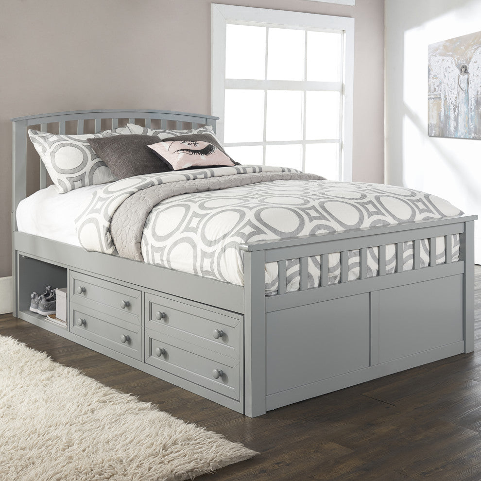 Hillsdale Schoolhouse 4.0 Charlie Wood Full Captain's Bed With 2 Storage Units